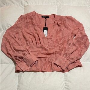 NWT BCBGMaxAzria Dusty Rose Floral Blouse